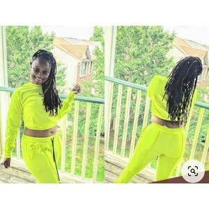 Neon Half Heart Set 2-Piece Bright Yellow Green GUC Women's Medium